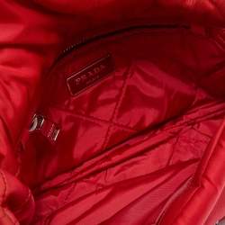 Pre Owned Prada Red Nylon Bomber Chain Shoulder Bag