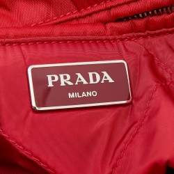 Pre Owned Prada Red Nylon Bomber Chain Shoulder Bag
