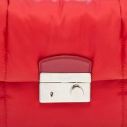 Pre Owned Prada Red Nylon Bomber Chain Shoulder Bag