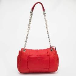 Pre Owned Prada Red Nylon Bomber Chain Shoulder Bag