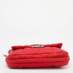 Pre Owned Prada Red Nylon Bomber Chain Shoulder Bag