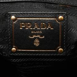 Pre Owned Prada Black/Olive Green Nylon and Velvet Velluto Jacquard Tote
