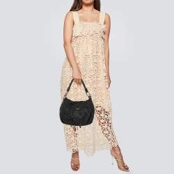 Pre Owned Prada Black Nylon and Leather Small Bow Hobo