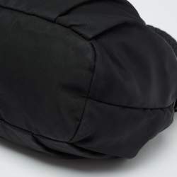 Pre Owned Prada Black Nylon and Leather Small Bow Hobo