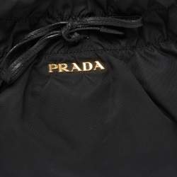 Pre Owned Prada Black Nylon and Leather Small Bow Hobo