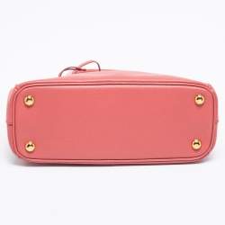Pre Owned Prada Rose Pink Saffiano Leather Small Double Zip Tote