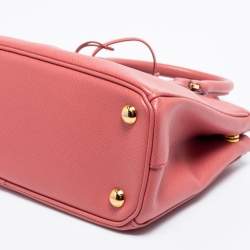 Pre Owned Prada Rose Pink Saffiano Leather Small Double Zip Tote