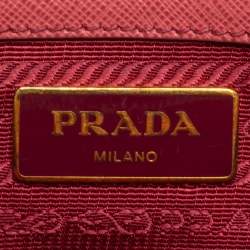Pre Owned Prada Rose Pink Saffiano Leather Small Double Zip Tote