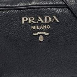 Pre Owned Prada Black Vitello Daino Leather Mini Camera Crossbody Bag