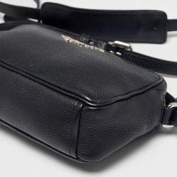 Pre Owned Prada Black Vitello Daino Leather Mini Camera Crossbody Bag