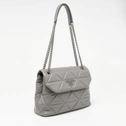 Prada Grey Nappa Leather Large Spectrum Shoulder Bag