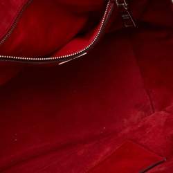 Pre Owned Prada Red Leather Glace Calf Double Zip Tote