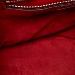 Pre Owned Prada Red Leather Glace Calf Double Zip Tote