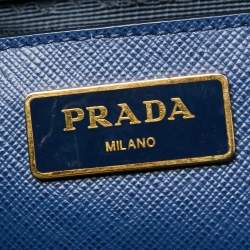Pre Owned Prada Navy Blue Saffiano Lux Leather Large Gardener's Tote