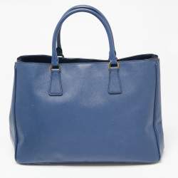 Pre Owned Prada Navy Blue Saffiano Lux Leather Large Gardener's Tote