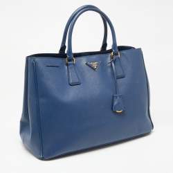 Pre Owned Prada Navy Blue Saffiano Lux Leather Large Gardener's Tote