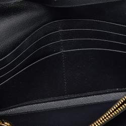 Pre Owned Prada Black Saffiano Leather Continental Wallet