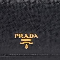 Pre Owned Prada Black Saffiano Leather Continental Wallet