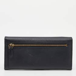 Pre Owned Prada Black Saffiano Leather Continental Wallet