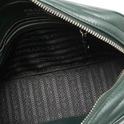 Pre Owned Prada Emerald Green Diagramme Leather Camera Crossbody Bag
