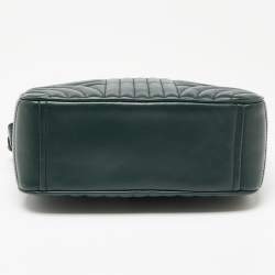 Pre Owned Prada Emerald Green Diagramme Leather Camera Crossbody Bag
