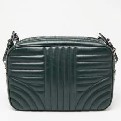 Pre Owned Prada Emerald Green Diagramme Leather Camera Crossbody Bag