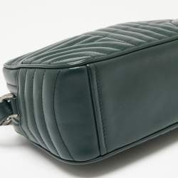 Pre Owned Prada Emerald Green Diagramme Leather Camera Crossbody Bag