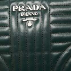 Pre Owned Prada Emerald Green Diagramme Leather Camera Crossbody Bag