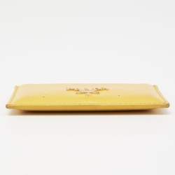 Pre Owned Prada Yellow Saffiano Patent Leather Card Holder