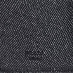 Pre Owned Prada Black Saffiano Metal Leather Lampo Wallet