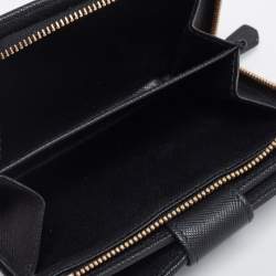 Pre Owned Prada Black Saffiano Metal Leather Lampo Wallet