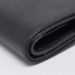 Pre Owned Prada Black Saffiano Metal Leather Lampo Wallet