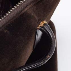 Pre Owned Prada Dark Brown Velvet Satchel