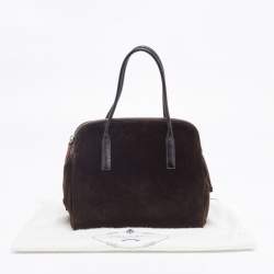 Pre Owned Prada Dark Brown Velvet Satchel