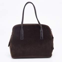 Pre Owned Prada Dark Brown Velvet Satchel
