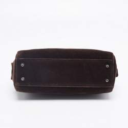 Pre Owned Prada Dark Brown Velvet Satchel