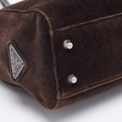 Pre Owned Prada Dark Brown Velvet Satchel