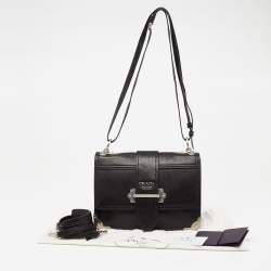 Pre Owned Prada Black Leather Cahier Flap Shoulder Bag