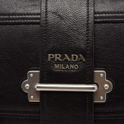 Pre Owned Prada Black Leather Cahier Flap Shoulder Bag