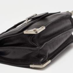 Pre Owned Prada Black Leather Cahier Flap Shoulder Bag