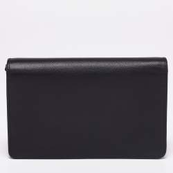 Prada Black Saffiano Lux Leather Flap Crossbody Bag
