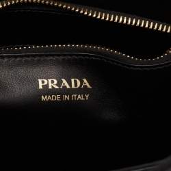 Pre Owned Prada Black Saffiano Cuir Leather Small Monochrome Tote