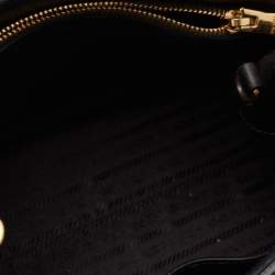 Pre Owned Prada Black Saffiano Cuir Leather Small Monochrome Tote