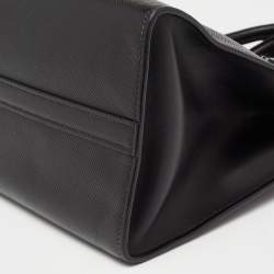 Pre Owned Prada Black Saffiano Cuir Leather Small Monochrome Tote
