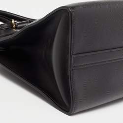 Pre Owned Prada Black Saffiano Cuir Leather Small Monochrome Tote