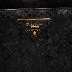 Pre Owned Prada Black Saffiano Lux Leather Small Middle Zip Tote