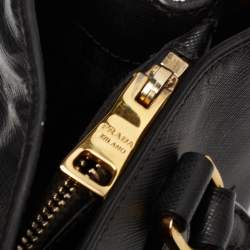 Pre Owned Prada Black Saffiano Lux Leather Small Middle Zip Tote