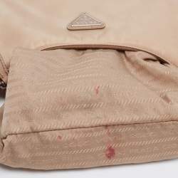 Pre Owned Prada Beige Tessuto Nylon Re-Edition 2000 Baguette Bag