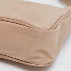Pre Owned Prada Beige Tessuto Nylon Re-Edition 2000 Baguette Bag