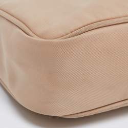 Pre Owned Prada Beige Tessuto Nylon Re-Edition 2000 Baguette Bag